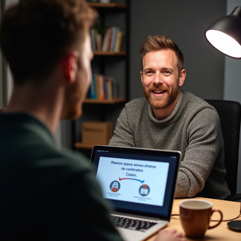Lektor vede online webinář, na obrazovce sdílená prezentace s cenovou strukturou nabídky